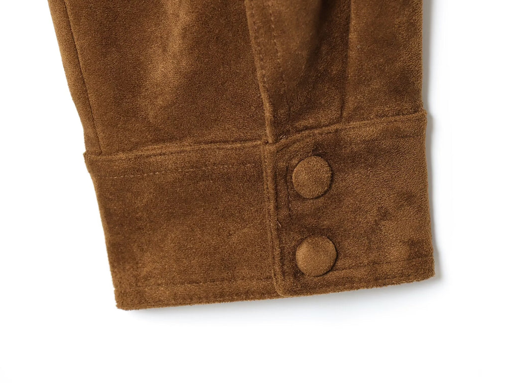 Women's 2025 new fashion casual Lapel suede Leather jacket Coat