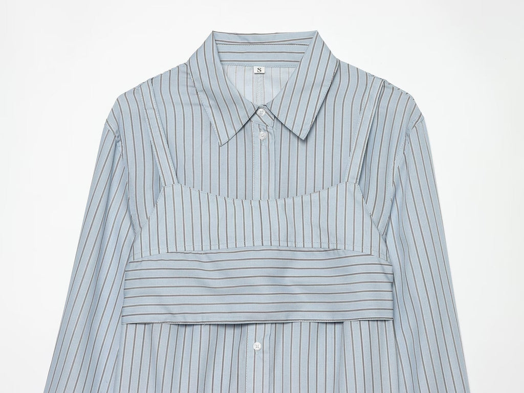 Women's layered decorative striped shirt