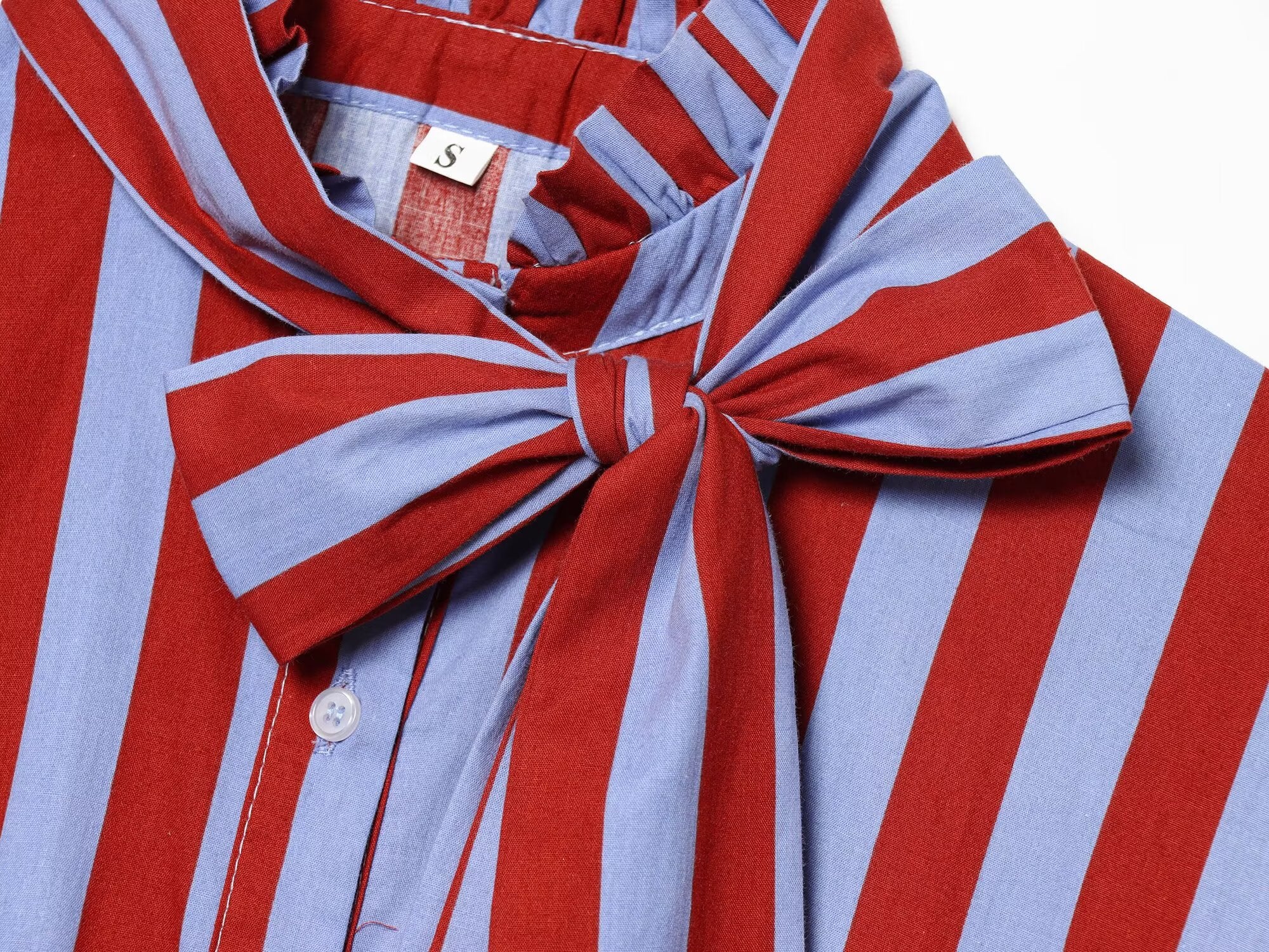 Women's bow tie decoration sleeveless striped shirt