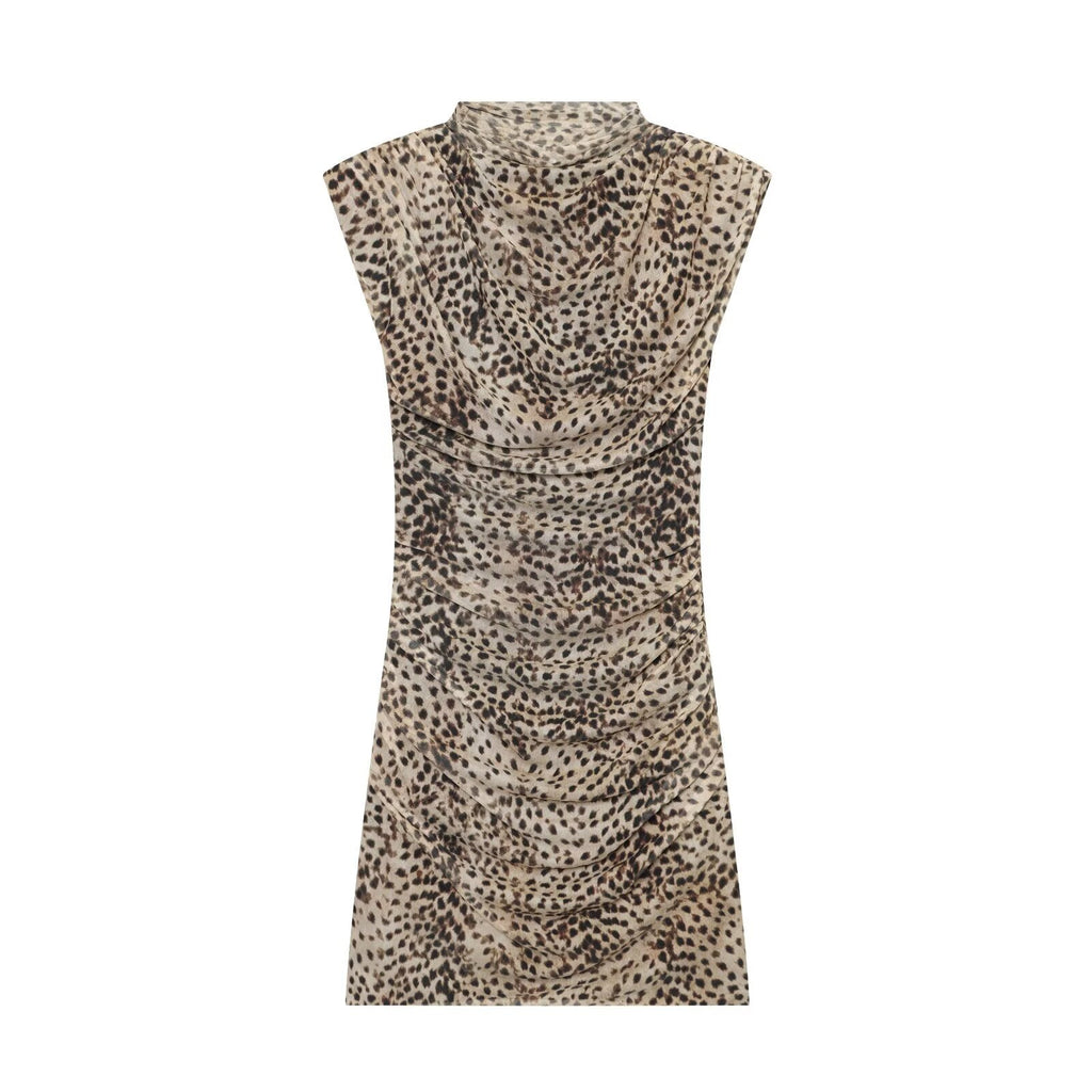Women's animal print pleated tulle dress