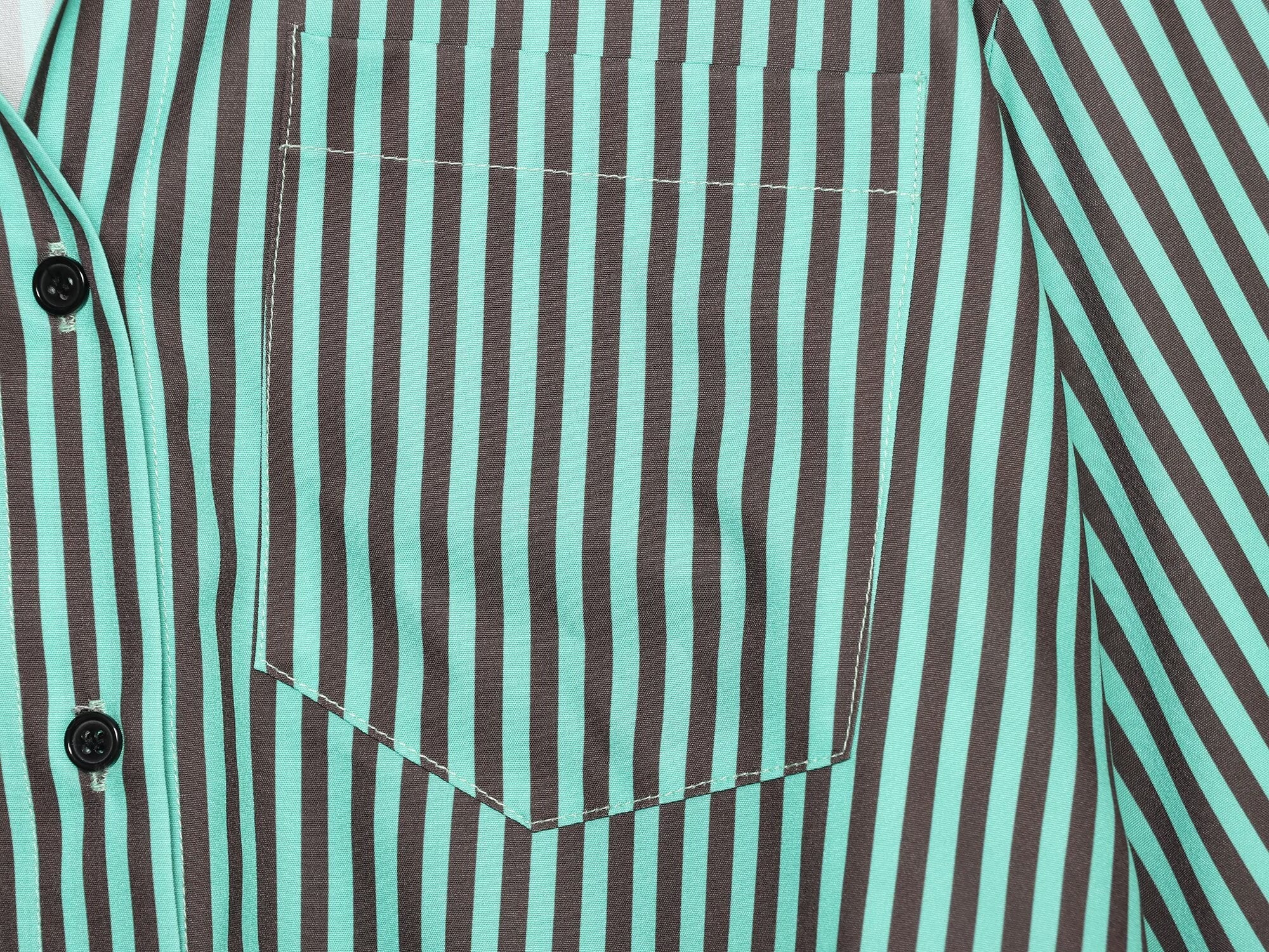 Women's pleated decorative loose striped shirt
