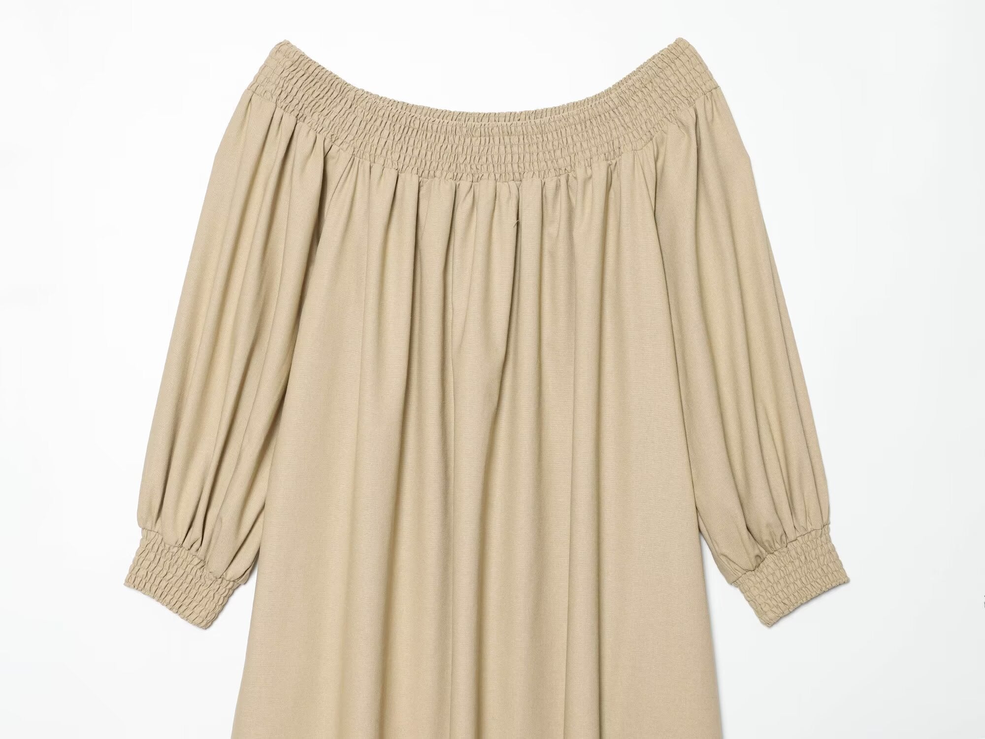 Women's off shoulder linen blended MIDI dress