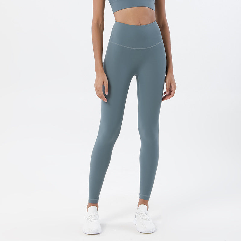 Women's New Double-sided Sanding Nude Yoga Pants High Waist Hip Peach Hip Exercise Pants