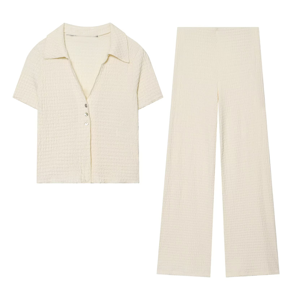 suit Women's 2 pieces short textured lapel Coat+Pants