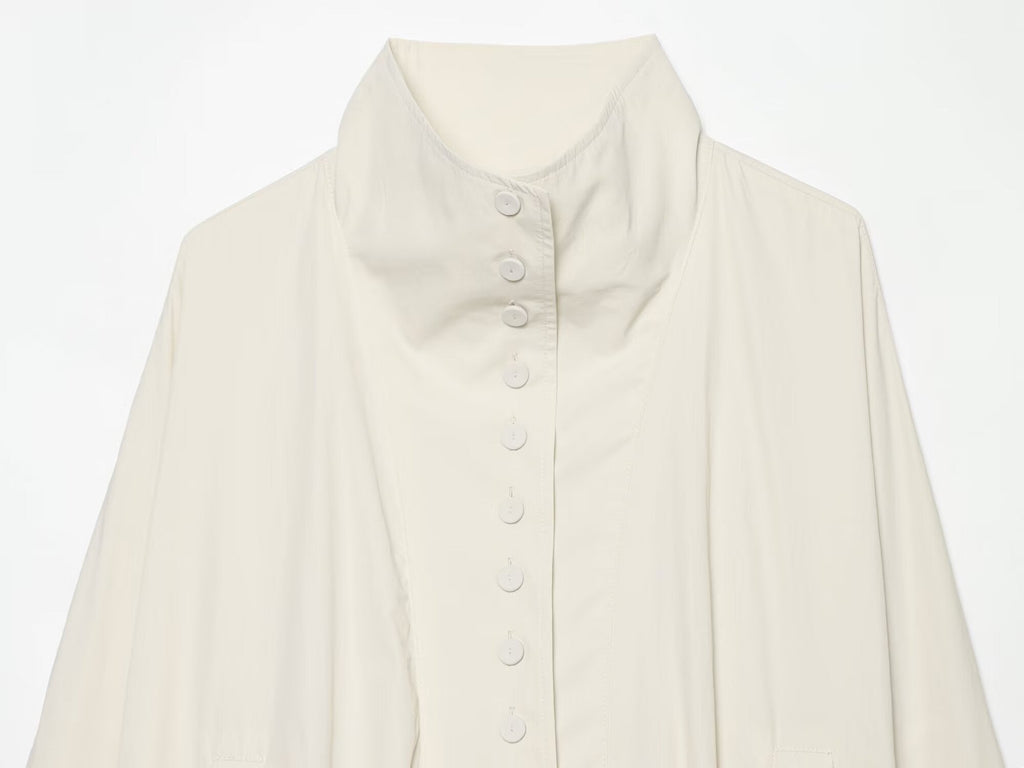 Women's standing collar single breasted nylon Coat