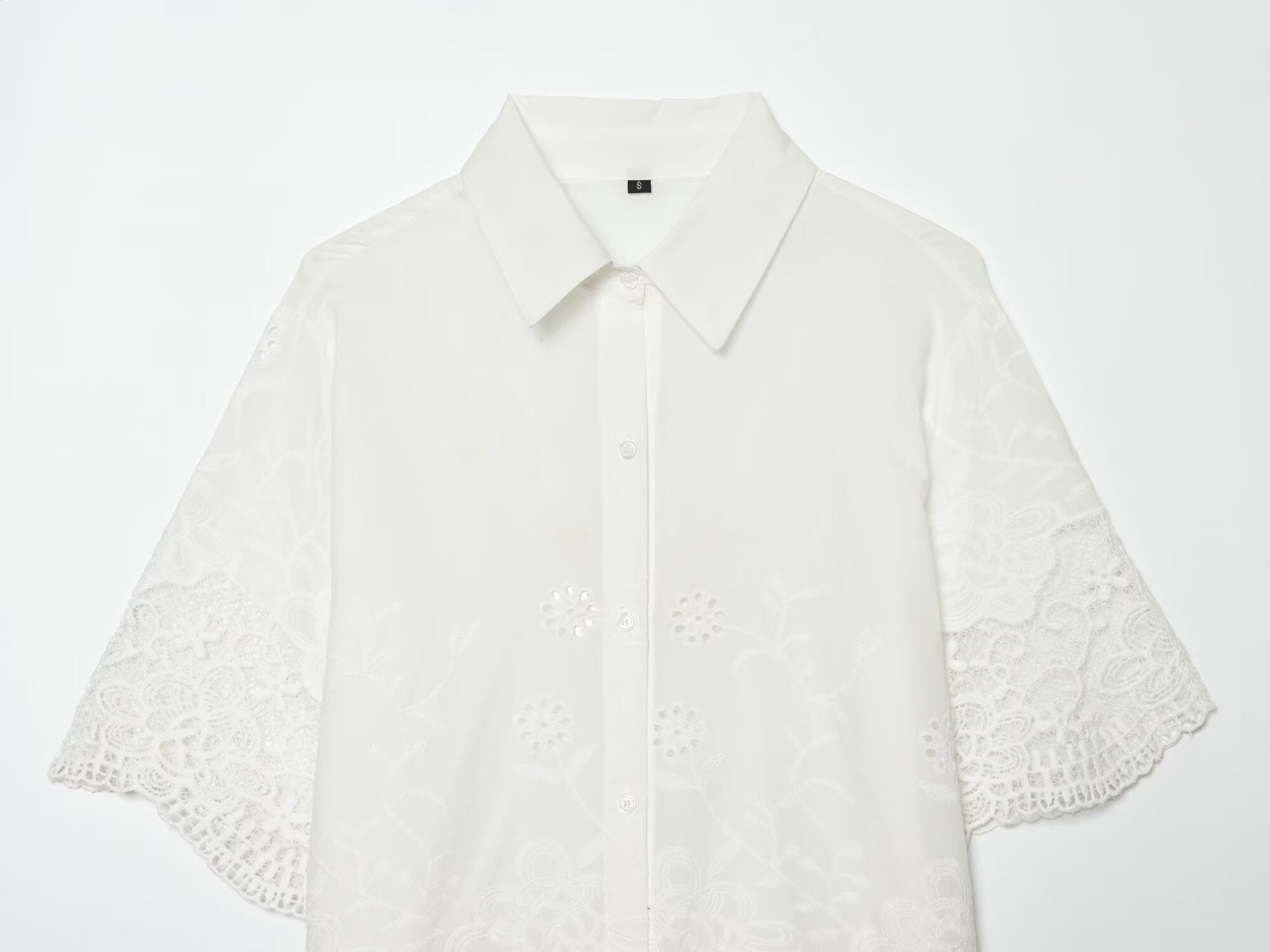 Women's casual hollowed out embroidered shirt