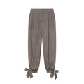 Women's bow decoration linen blended lantern pants