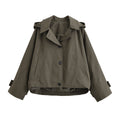 Women's new fashion cape style short hooded windbreaker Coat