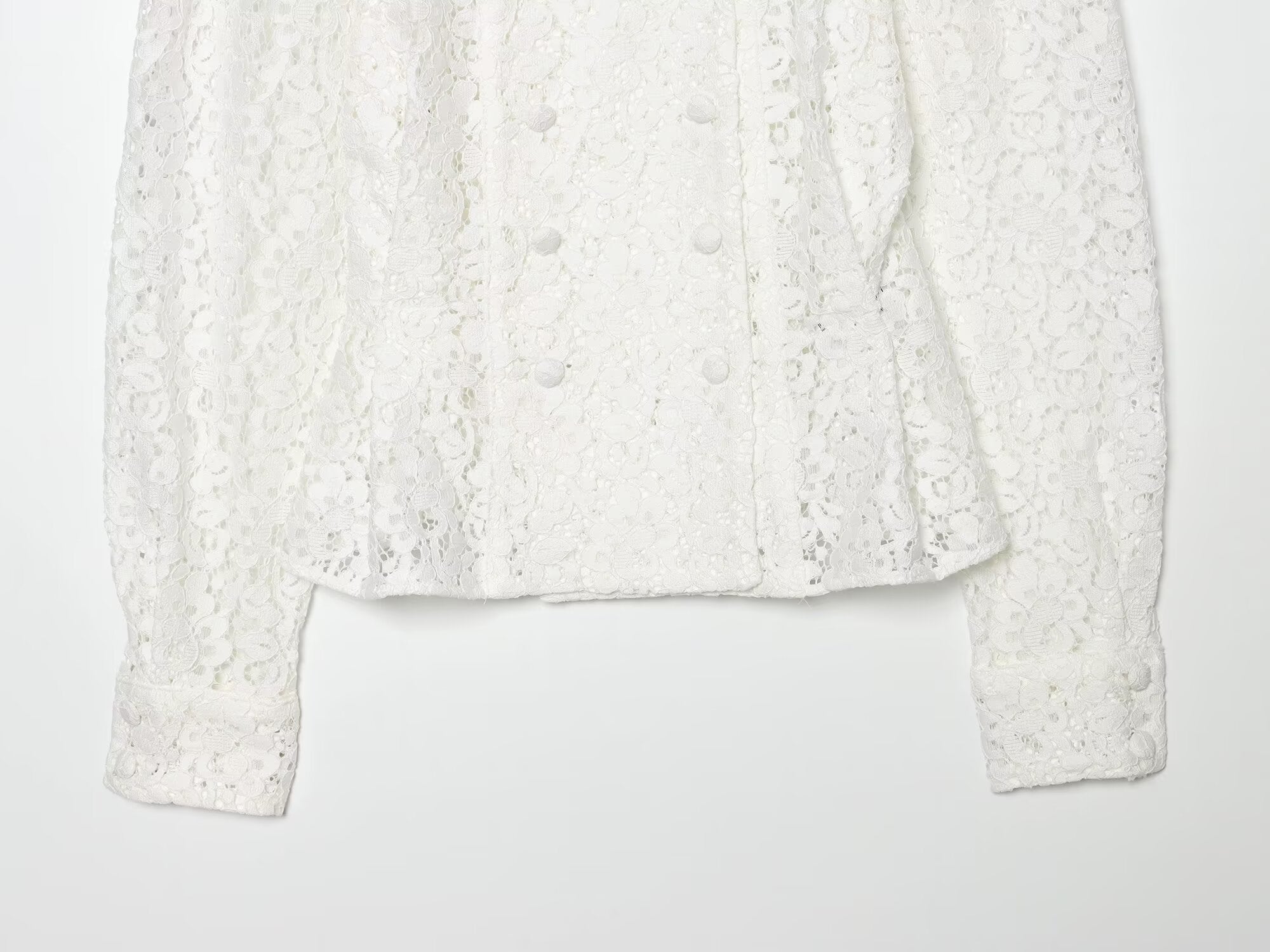 Women's lace O Neck double breasted Coat