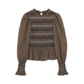 Women's short pleated embroidered shirt