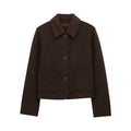 Women's new fashion pocket decoration long sleeved soft texture jacket