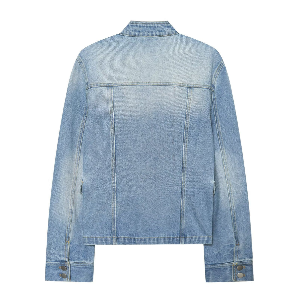 Women's long sleeved stand collar denim jacket