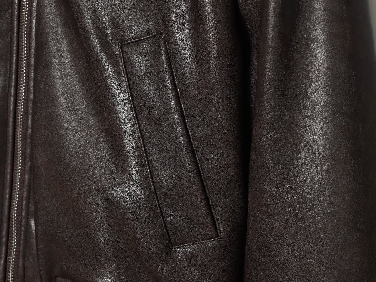 Women's short leather effect pilot jacket Coat