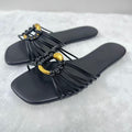 Women's new fashion thin metal round buckle strap sandals.
