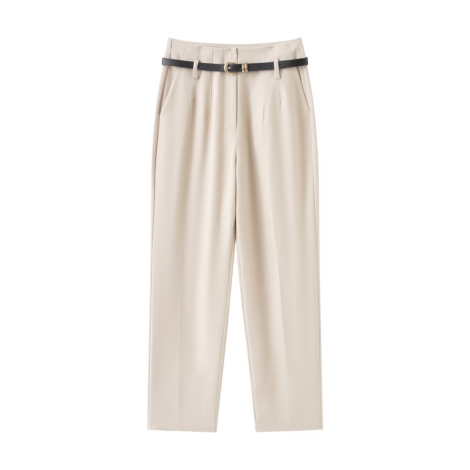 Women's With Belt casual straight high waisted pants