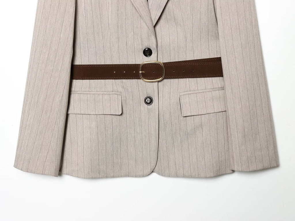 Women's long sleeved herringbone diagonal Blazer Coat