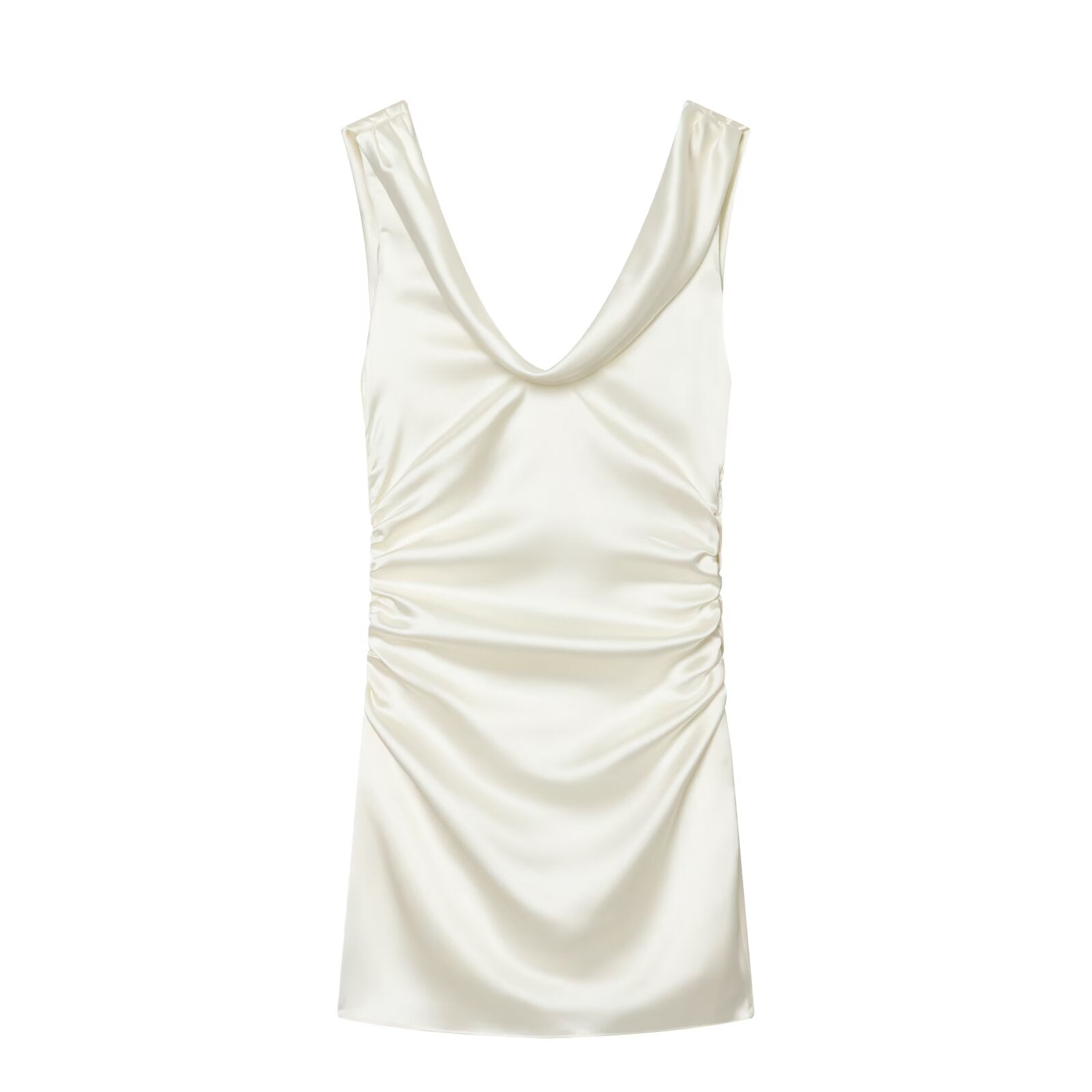 Women's pleated decorative satin texture mini dress