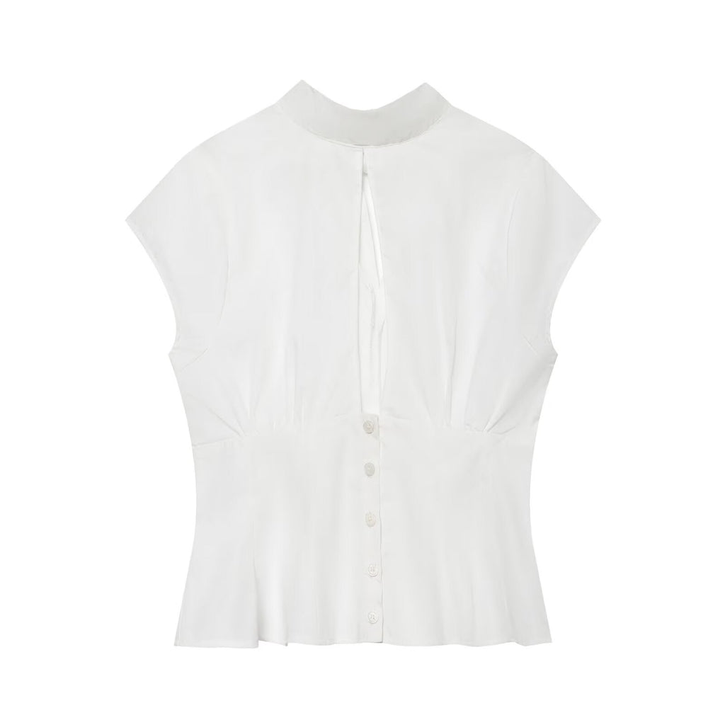 Women's bow decorated Split poplin top