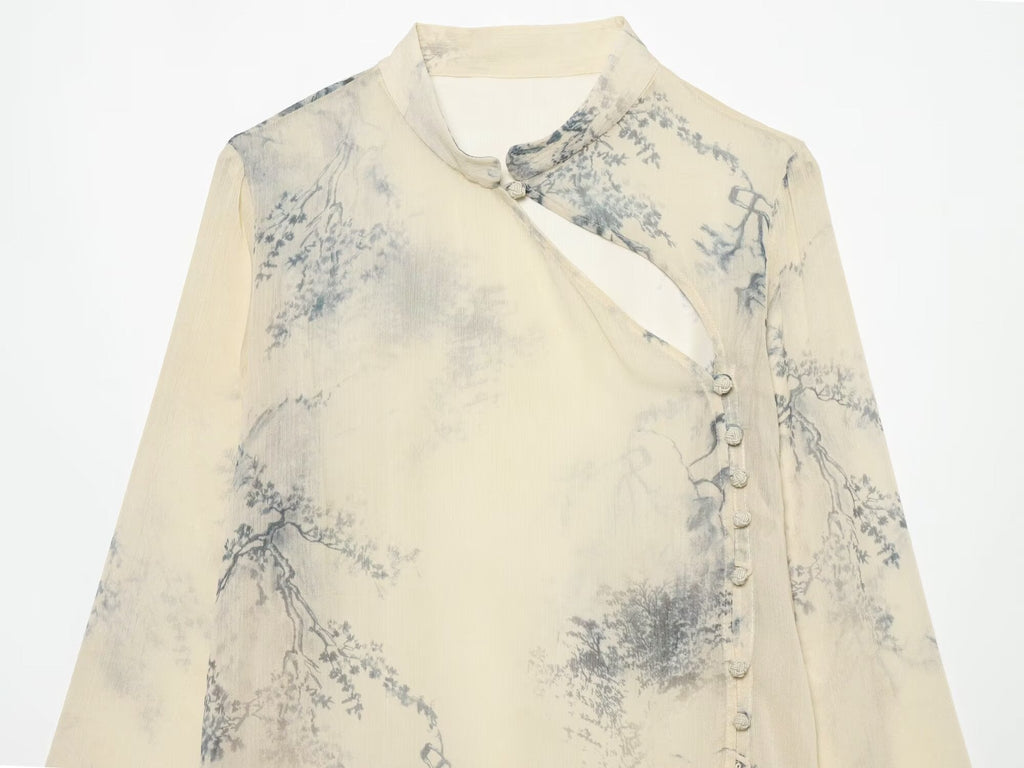 Women's comfortable printed button up shirt