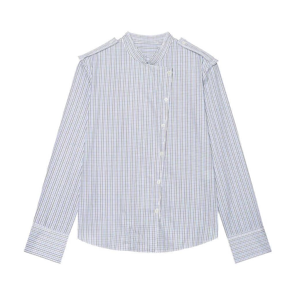 Women's with shoulder pads casual plaid shirt