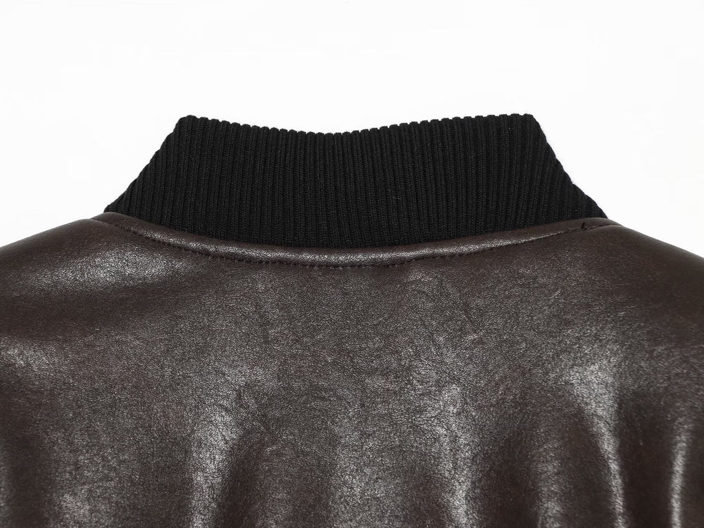 Women's short leather effect pilot jacket Coat