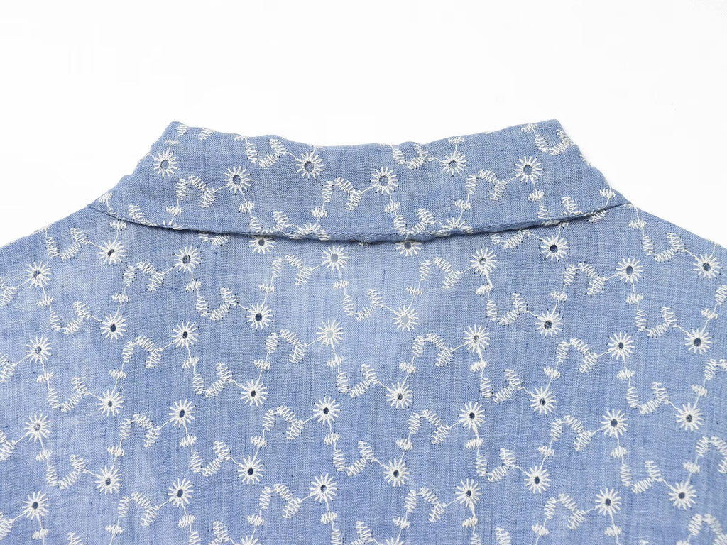 Women's short hollowed out embroidered shirt