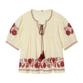 2026 Women's tassel decorated embroidered shirt
