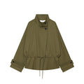 Women's lace up design loose parka Coat