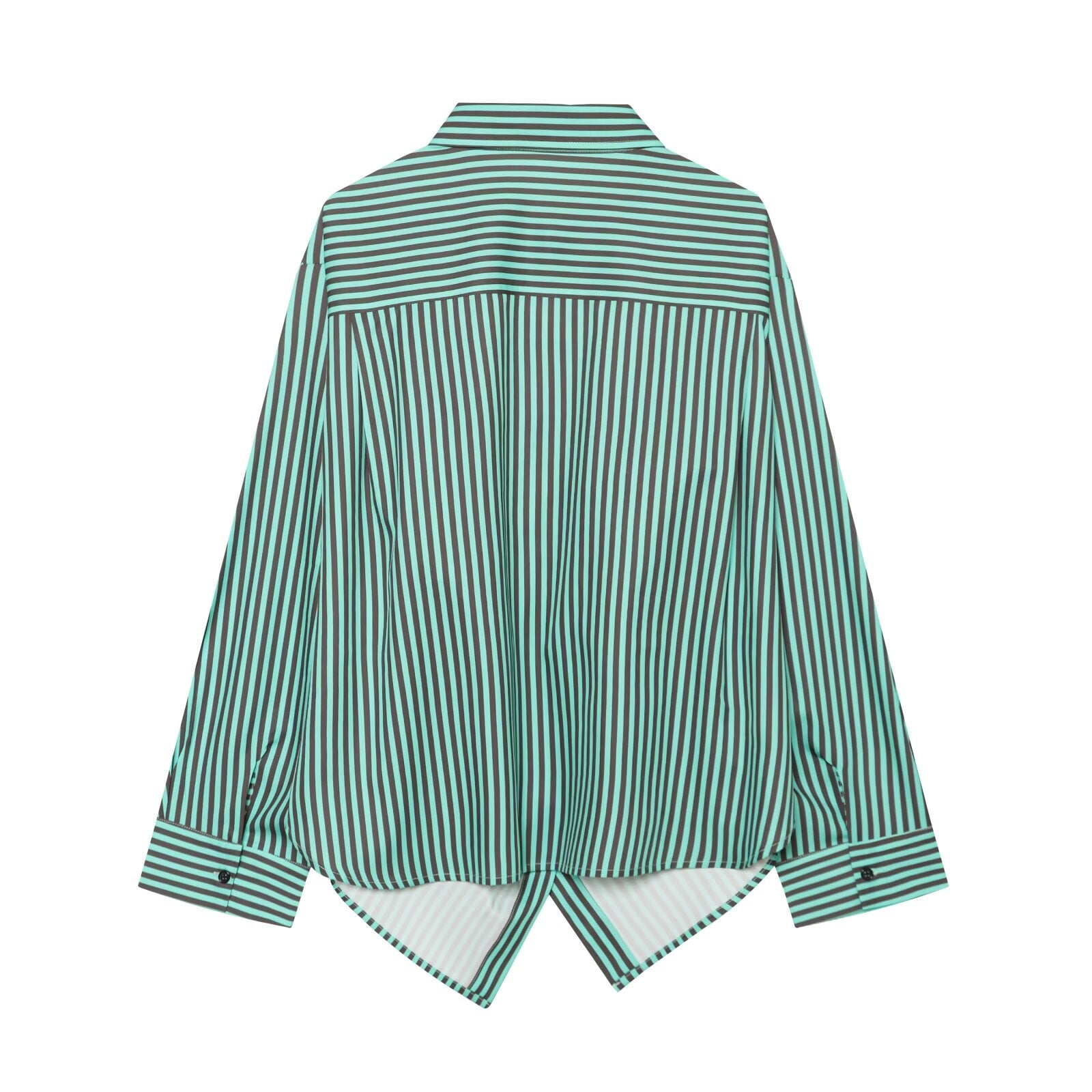 Women's pleated decorative loose striped shirt