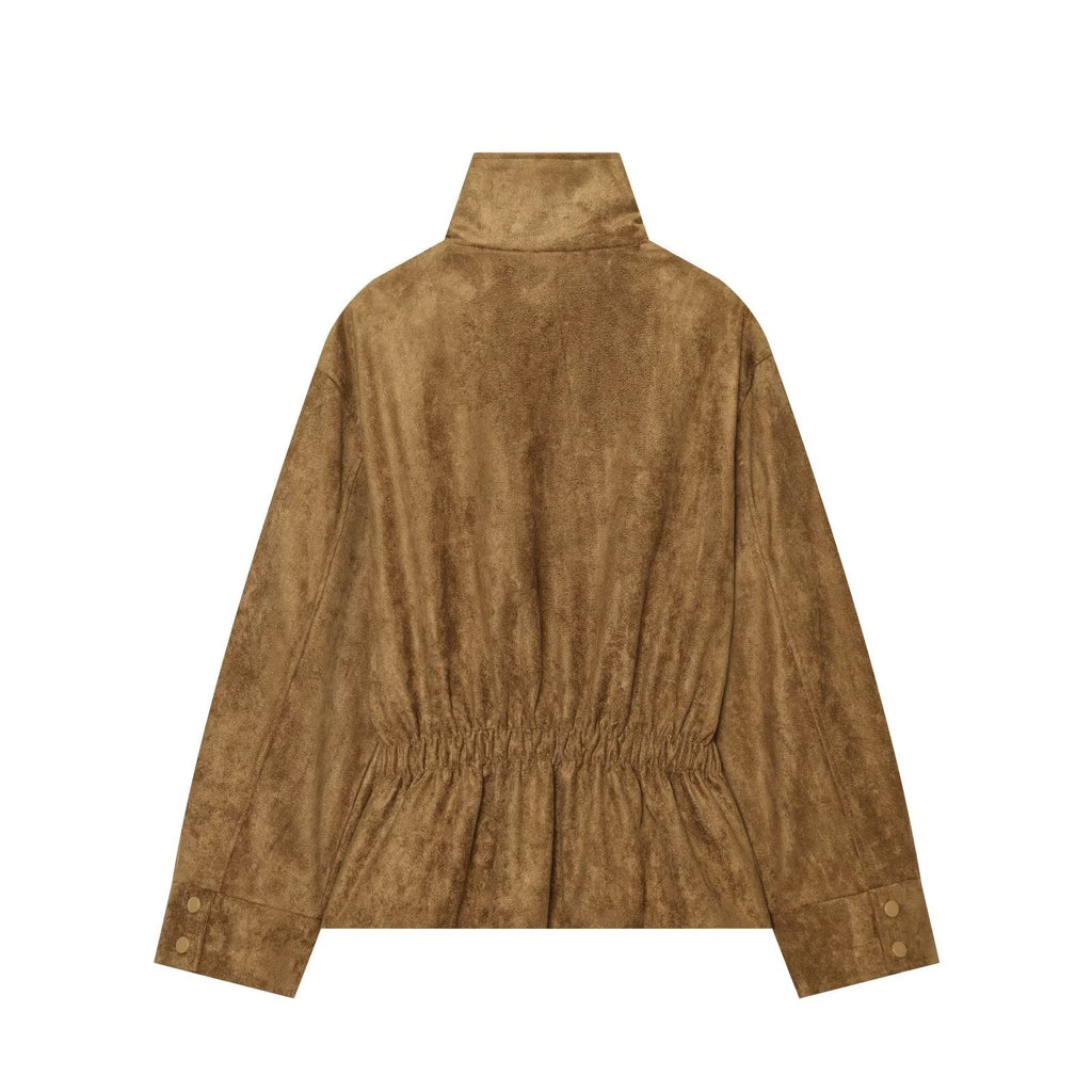 Women's with belt suede texture effect Coat