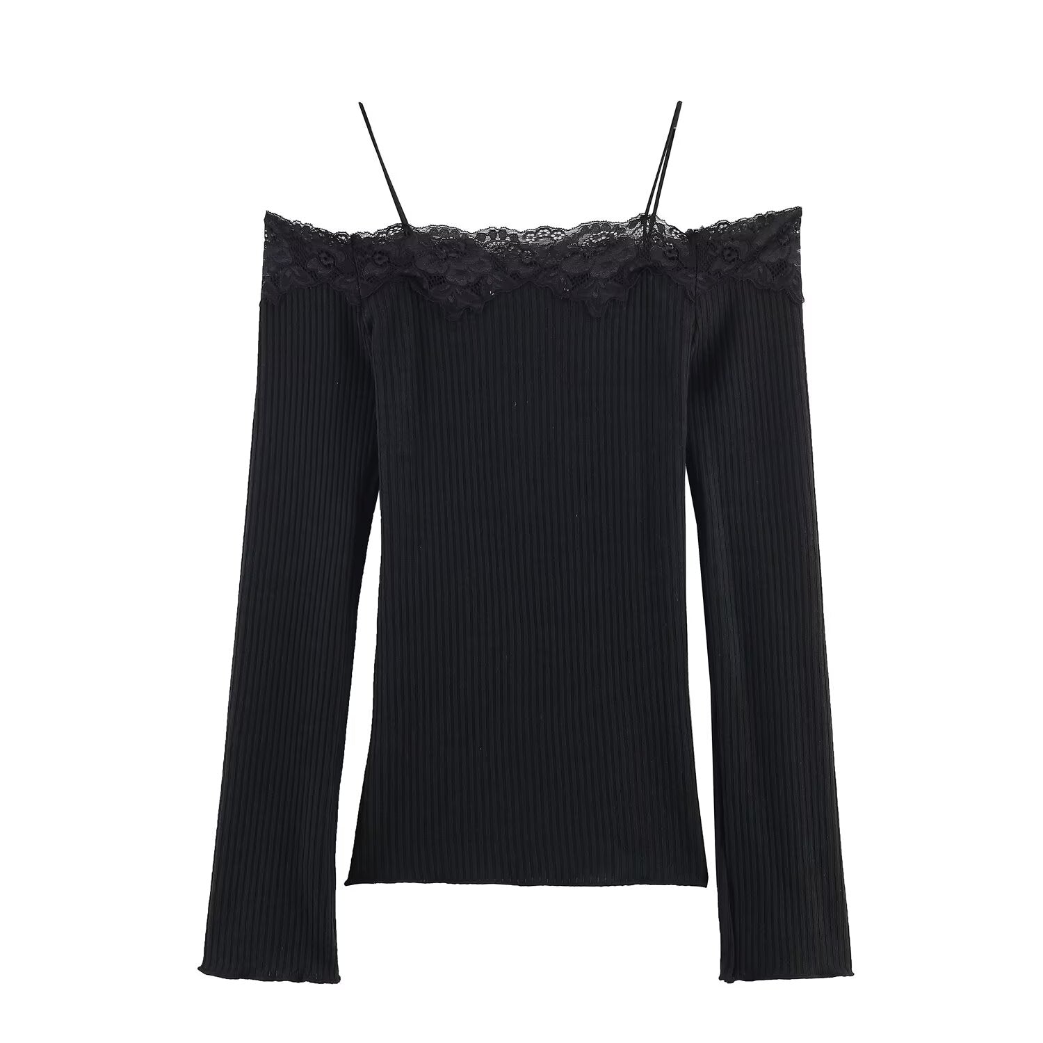 Women's off shoulder long sleeved patchwork T-shirt