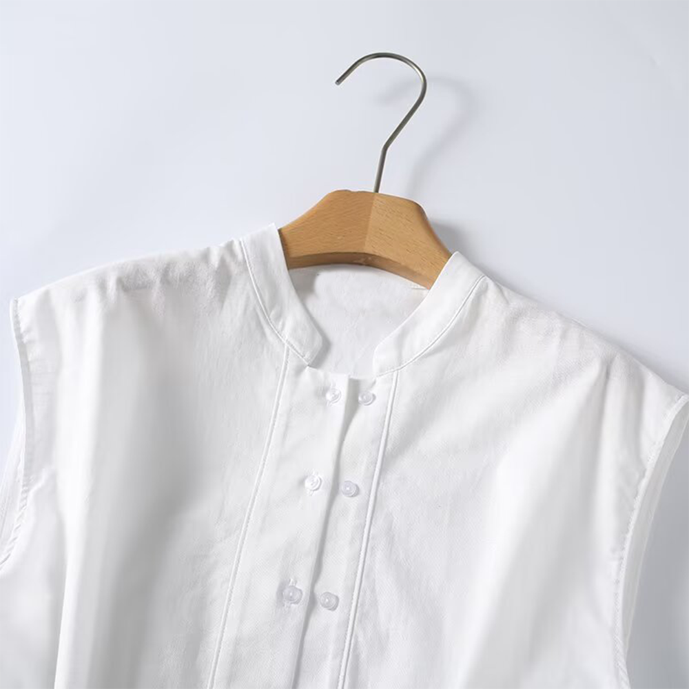Women's casual linen blend sleeveless shirt