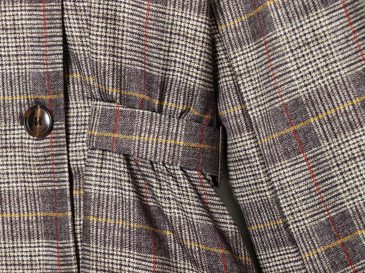 Women's straps decorative checkered Blazer Coat