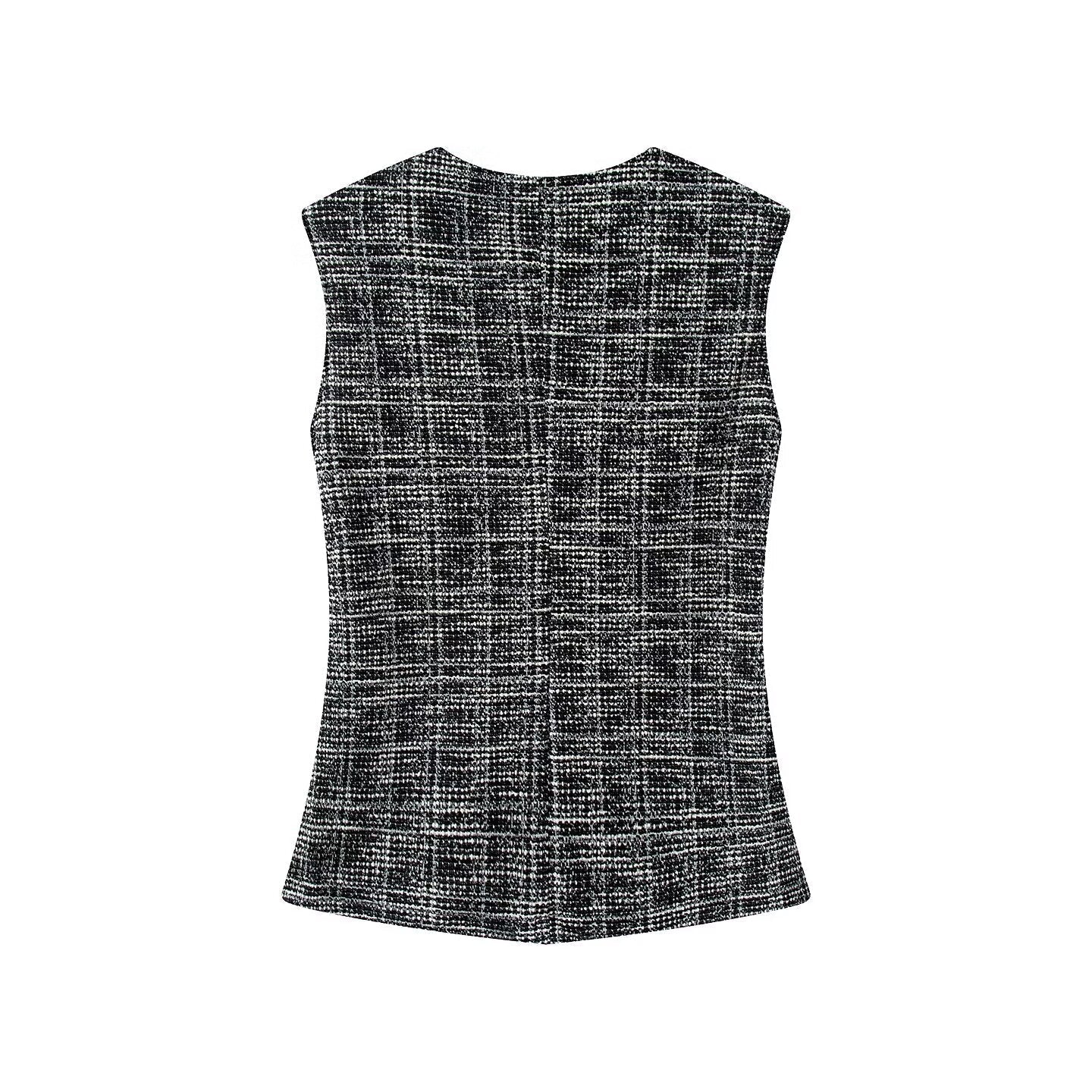 suit Women's 2 pieces button decoration texture vest style top+Flared pants