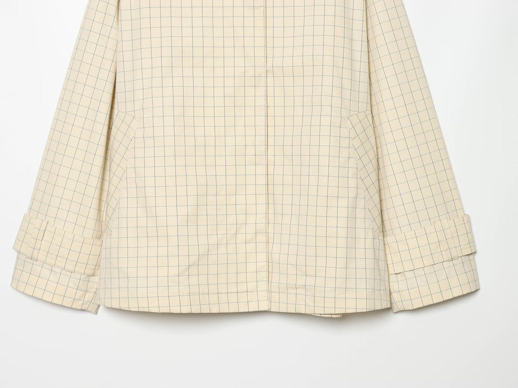 Women's loose plaid contrasting collar jacket