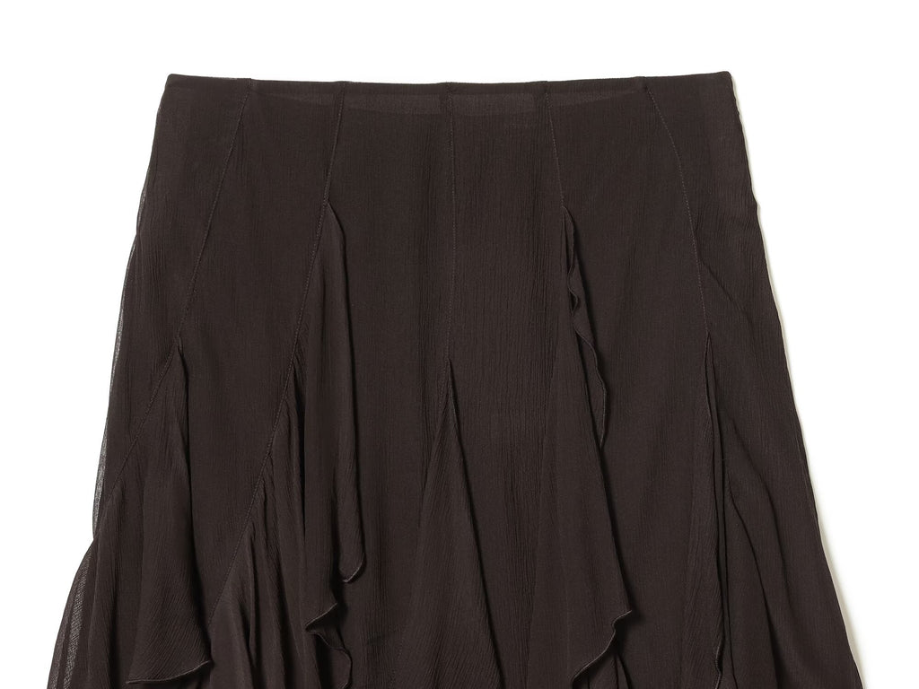 Women's asymmetrical ruffle edge draped mini skirt