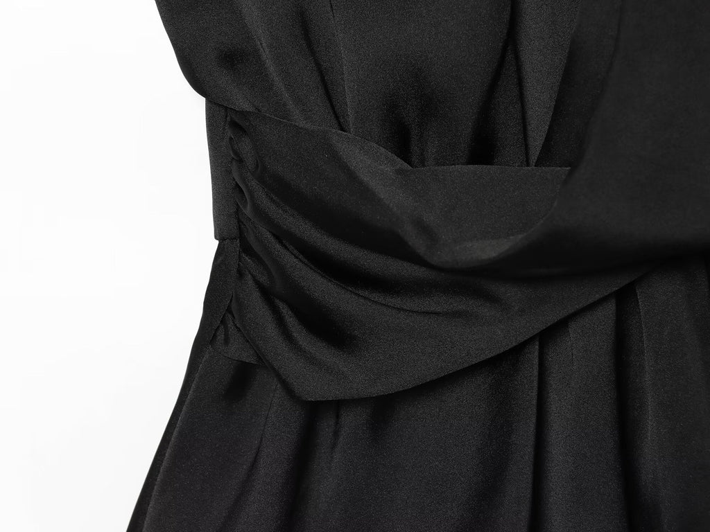 Women's pleated satin textured shirt