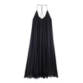 Women's satin textured hanging neck collar dress