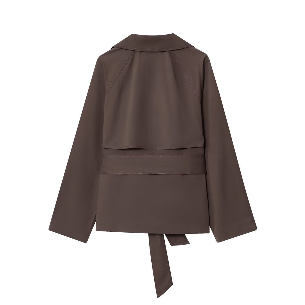 Women's with belt loose short windbreaker Coat