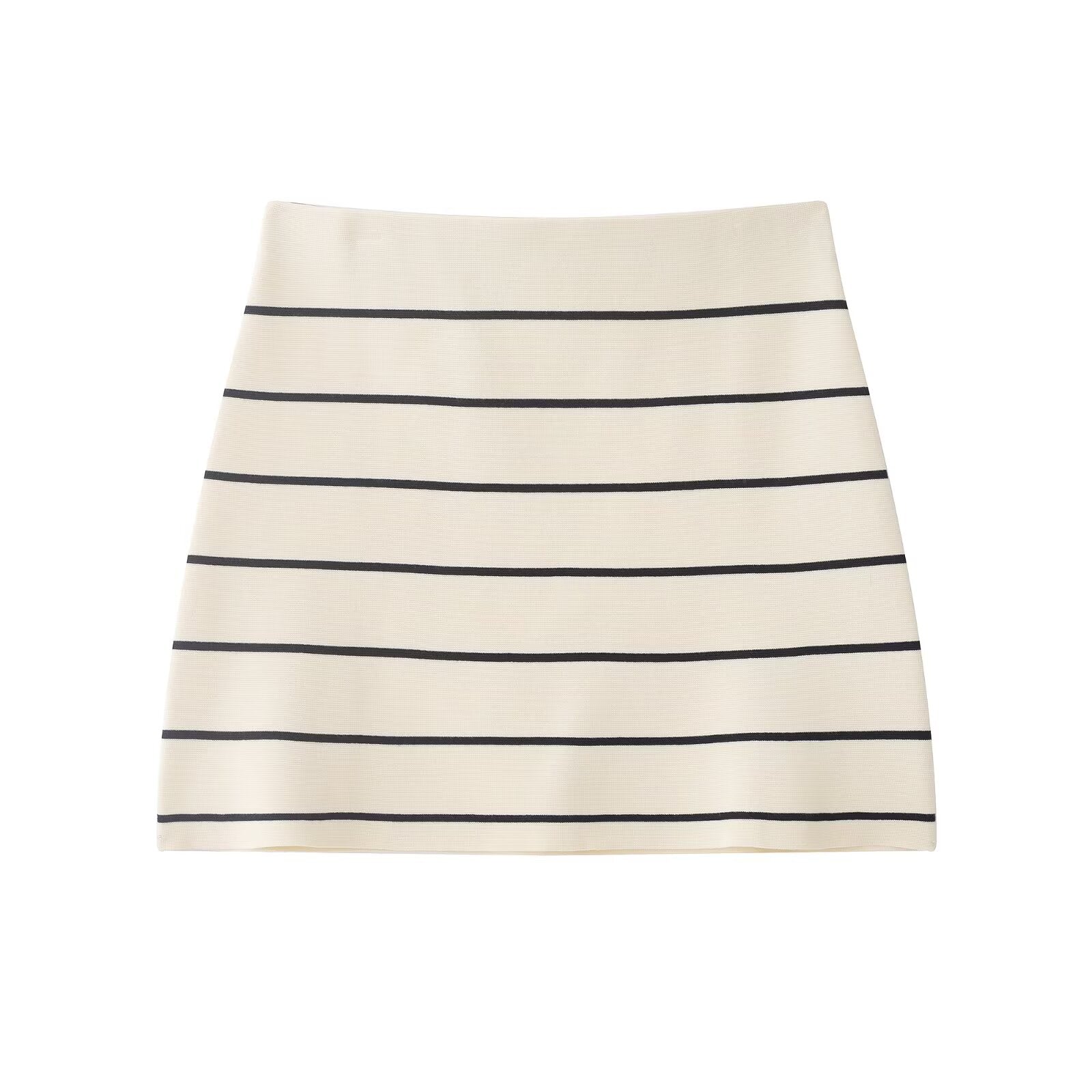suit Women's 2 pieces striped short sleeved knitted Coat+Skirts