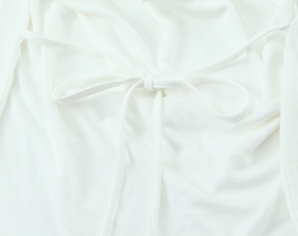 Women's pleated Hanging neck collar top