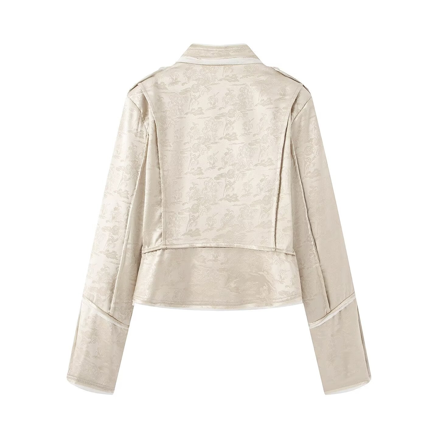 Women's standing collar short jacquard jacket