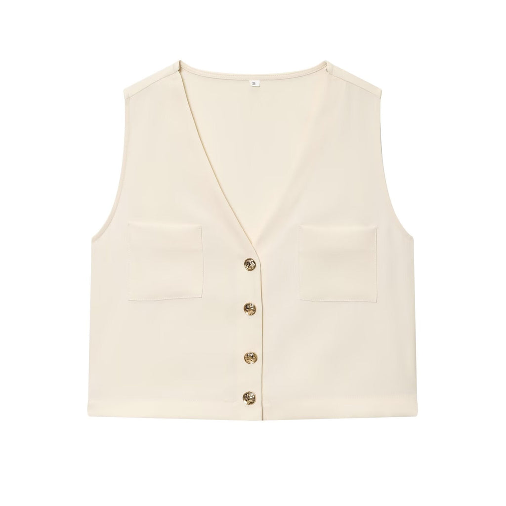 suit Women's 2 pieces sleeveless V-neck top+Skirts