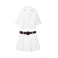 Women's new fashion loose single breasted short sleeved shirt+Shorts Women's suit