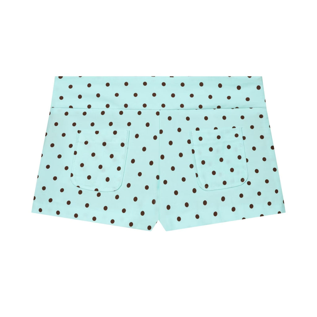 suit Women's 2 pieces polka dot pocket mini shorts+shirt style Coat
