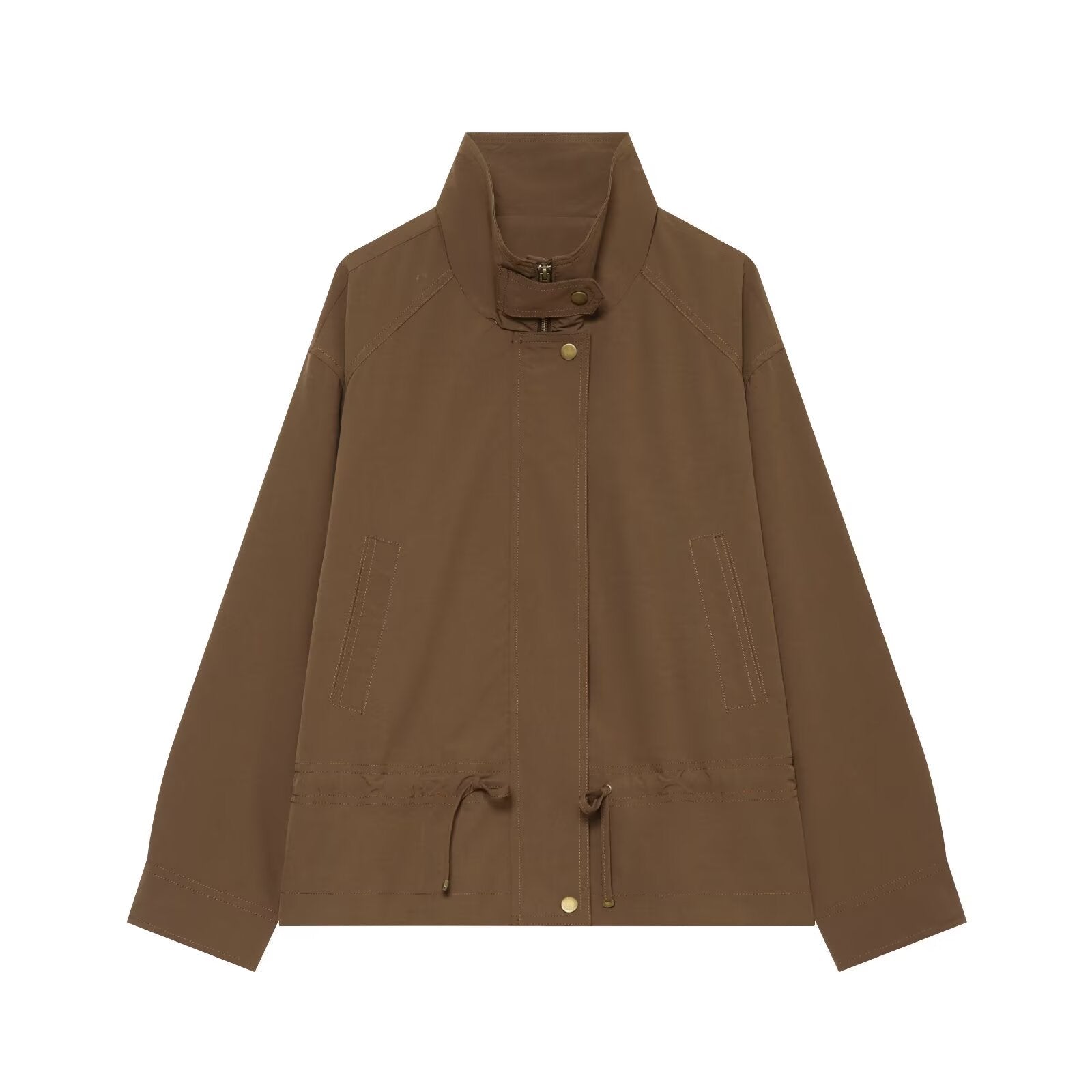 Women's with drawstring loose jacket windbreaker Coat