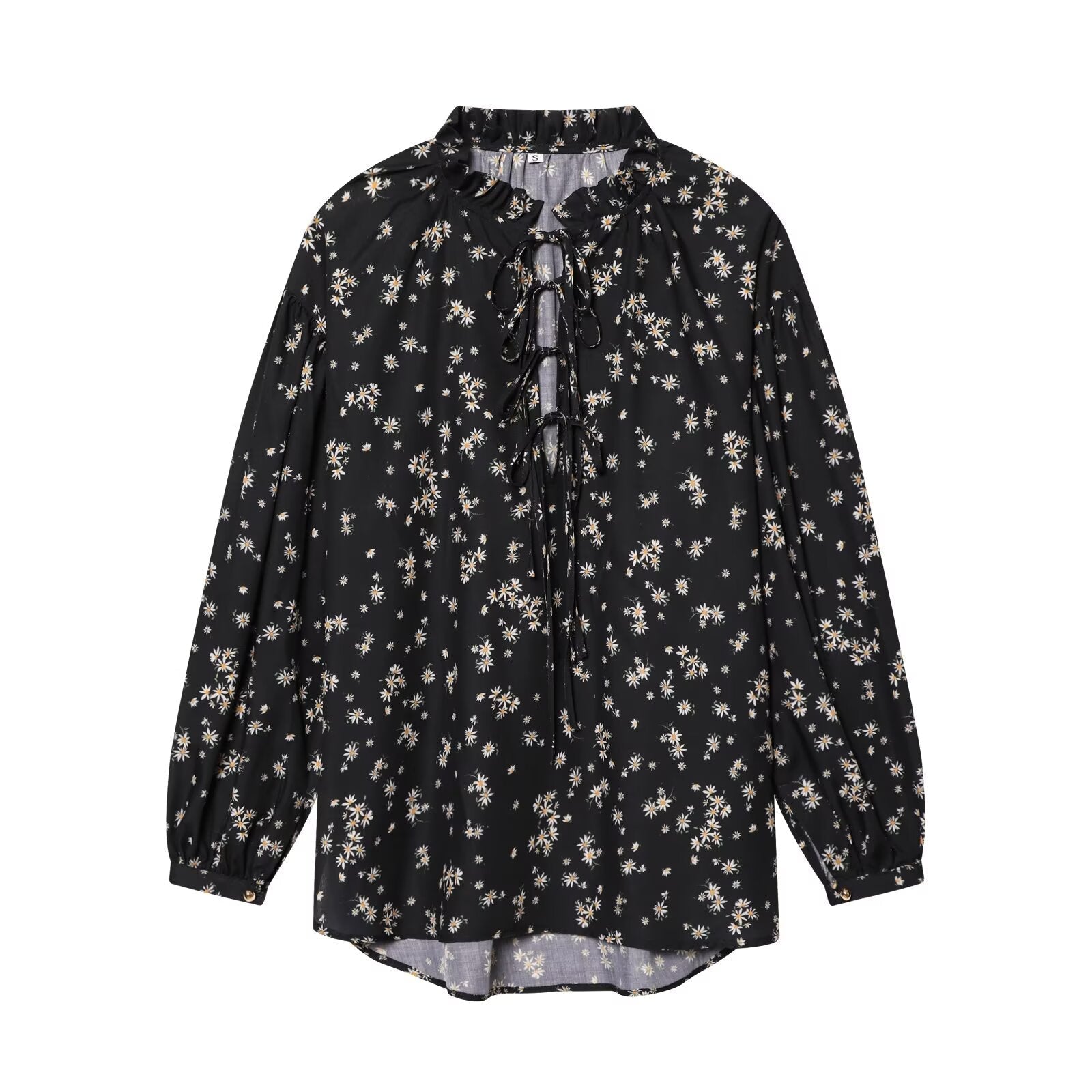2026 Women's printed V-neck lace up shirt