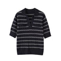 Women's New Fashion Casual Striped Mid Sleeve Knitted Top