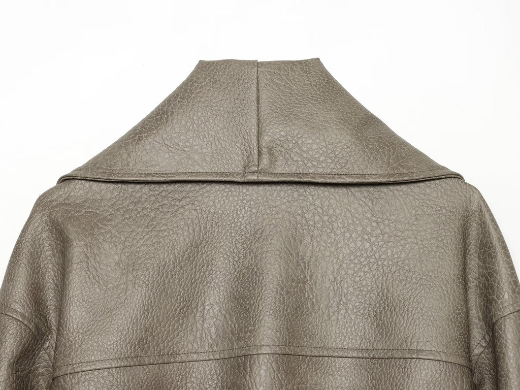 Women's leather effect casual jacket Coat