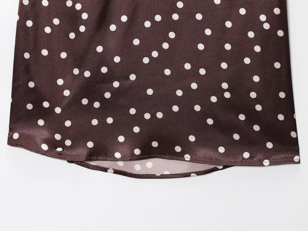 suit Women's 2 pieces satin textured polka dot strapless top+Pants